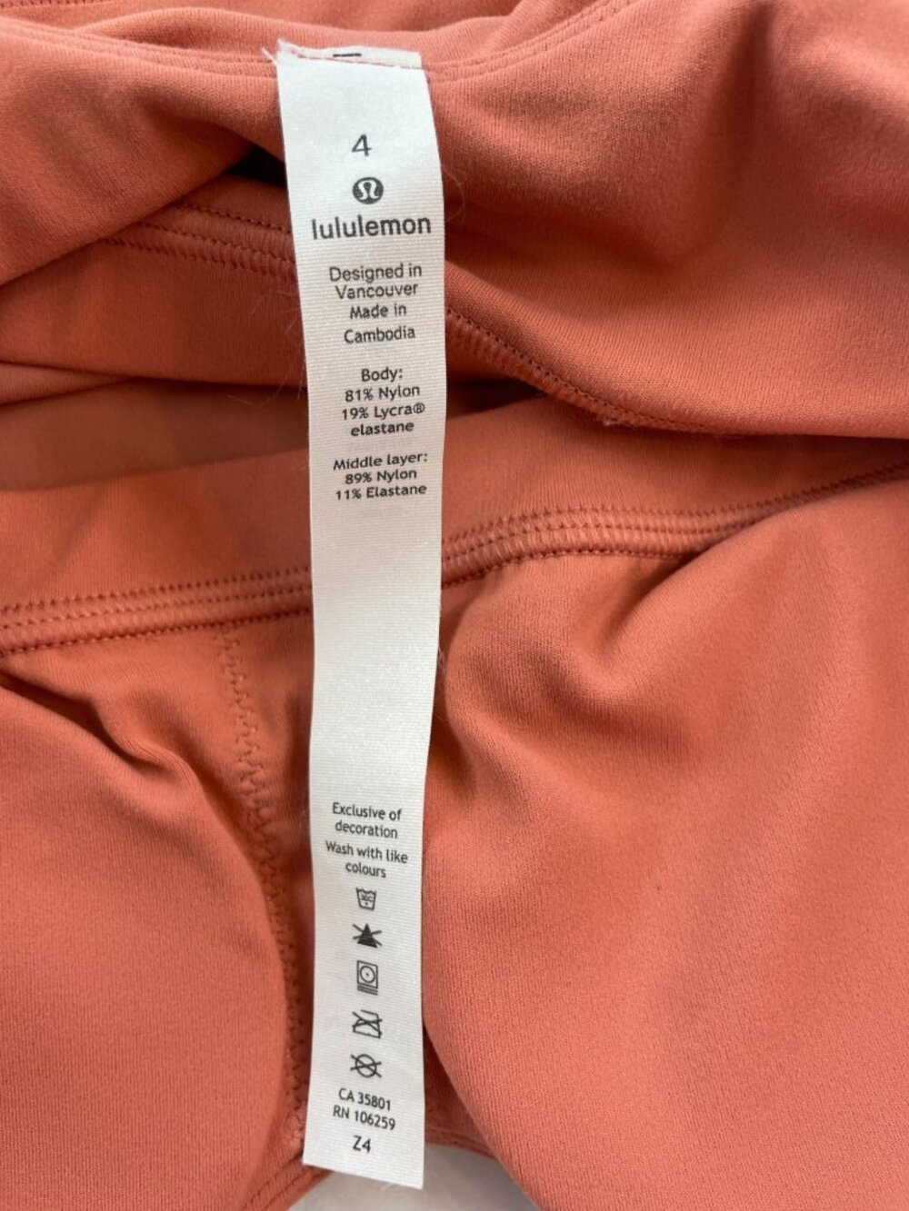 Lululemon Rust Orange Strappy Padded Sports Bra Nylon Blend Size 4 NWOT - Picture 6 of 6